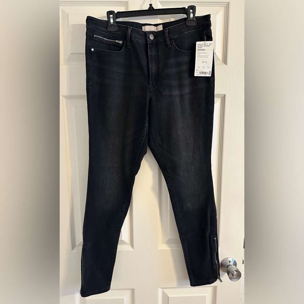 NWT Athleta Sculptek Zip Ultra Skinny Jean Black 12